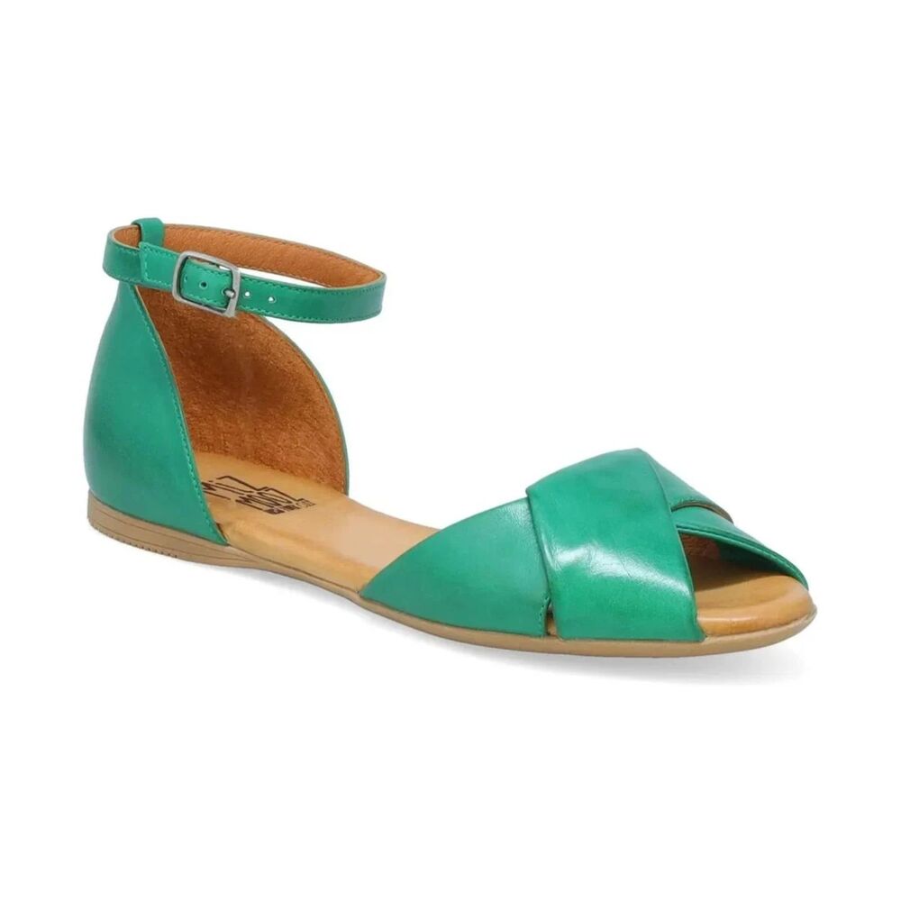 Miz Mooz Kendria Leather Sandals Women’s EU 40/US 9–9.5 Emerald Green Peep Toe